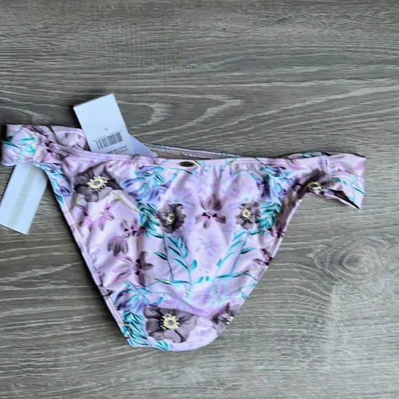 NEW O'Neill Pink Multi Diego Floral-Print Side-Knot Cheeky Bikini Bottom - Picture 2 of 4